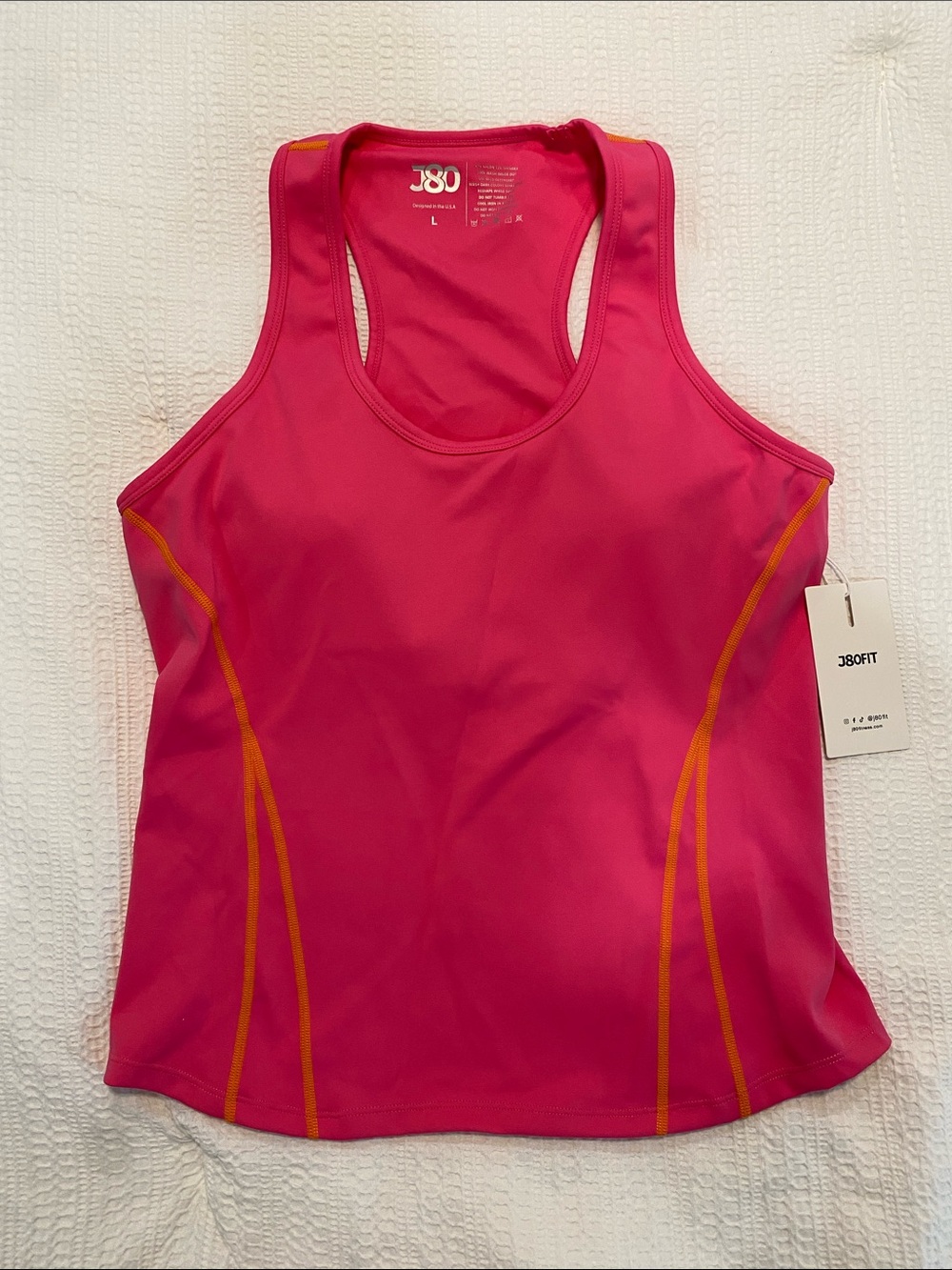 J80 Fit Women’s Endurance Tank in Pink with Orange Trim - Size Large